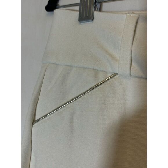 Alfani Women's Cloud White Pants W/ Silver Accents Size 6P J4 - Picture 2 of 5